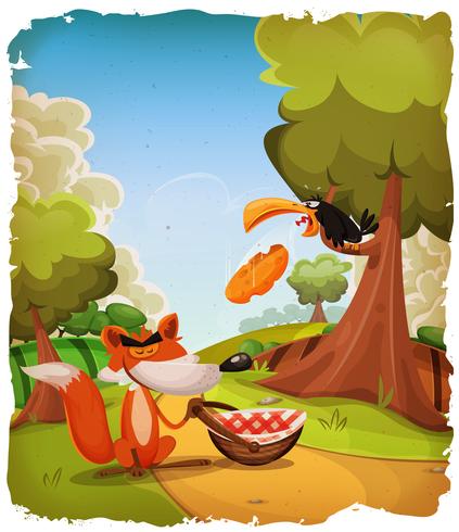 The Crow And The Fox Story Scene vector