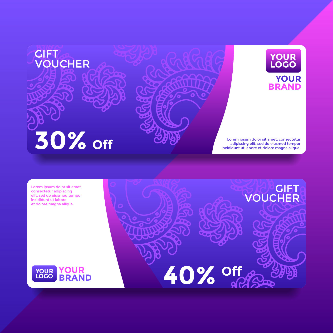 Download Purple Batik Gift Card Voucher Templates Vector - Download ...