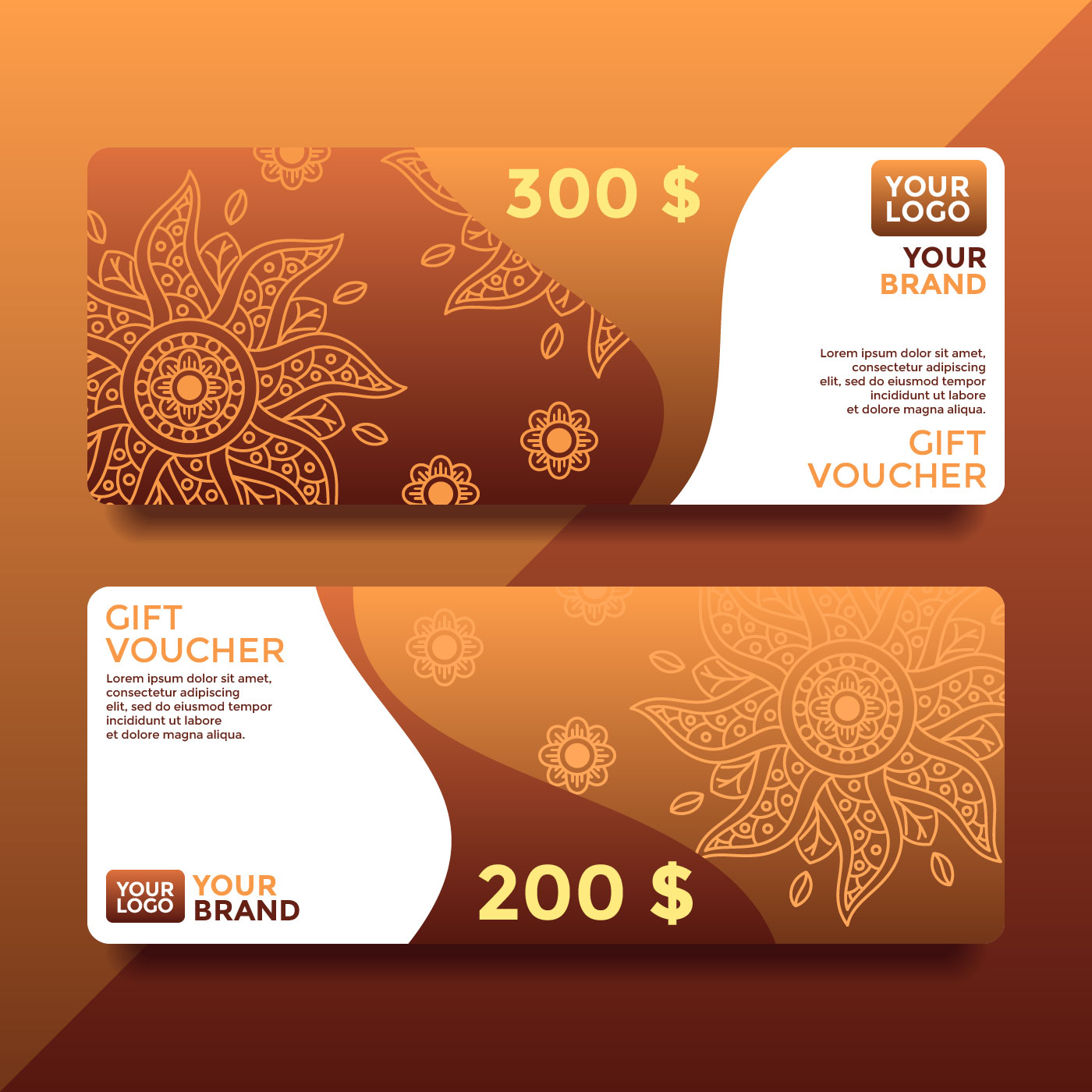 Download Brown Batik Gift Card Voucher Templates Vector - Download ...