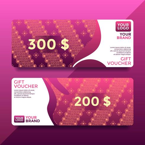 Magenta Batik Gift Card Voucher Templates Vector