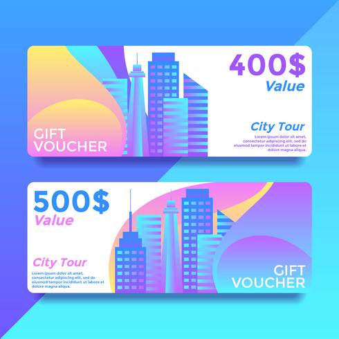 City Tour Gift Card Voucher Templates Vector