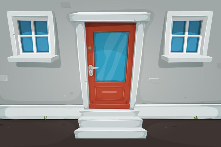 Cartoon House Door And Windows In The Street vector