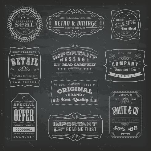 Vintage Labels Ans Signs On Blackboard vector