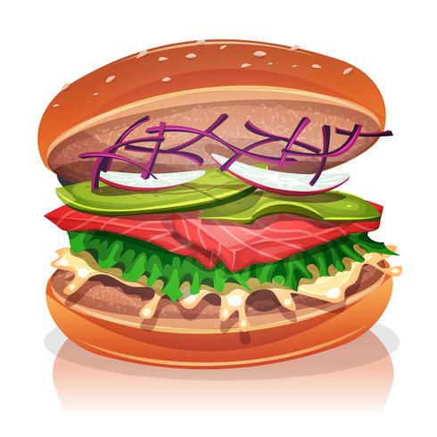 Hamburguesa Vegetariana Con Pescado De Salmón vector