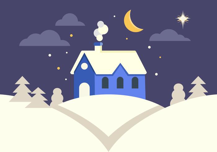 House In Winter Landscape vector