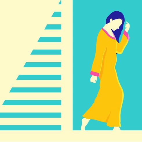 Mujer en ilustración vectorial kaftan vector