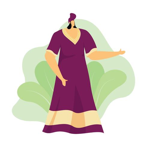Woman in kaftan vector illustration