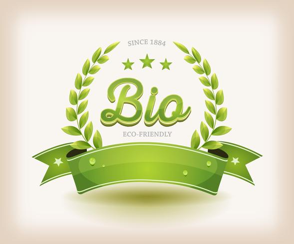 Bio And Eco Label With Green Banner vector