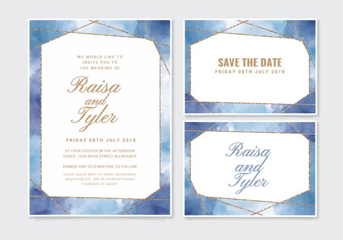 Vector Geometric Watercolor Wedding Invitation