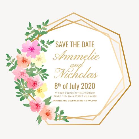 Vector Geometric Watercolor Save the Date Card