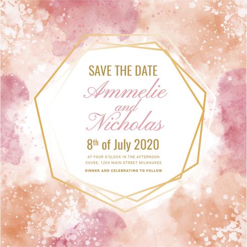 Vector Geometric Watercolor Save the Date Card