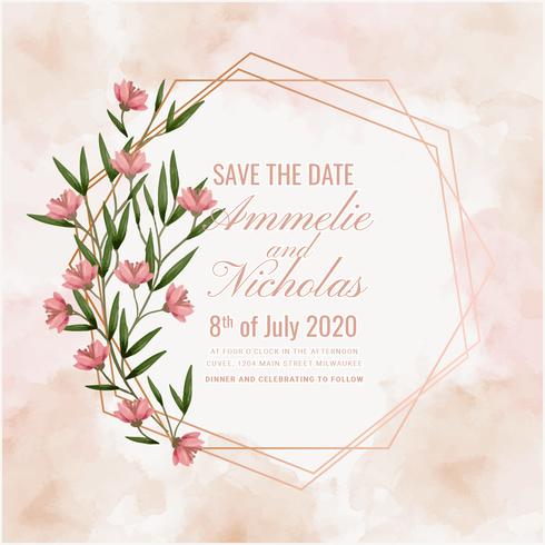 Vector Geometric Watercolor Save the Date Card
