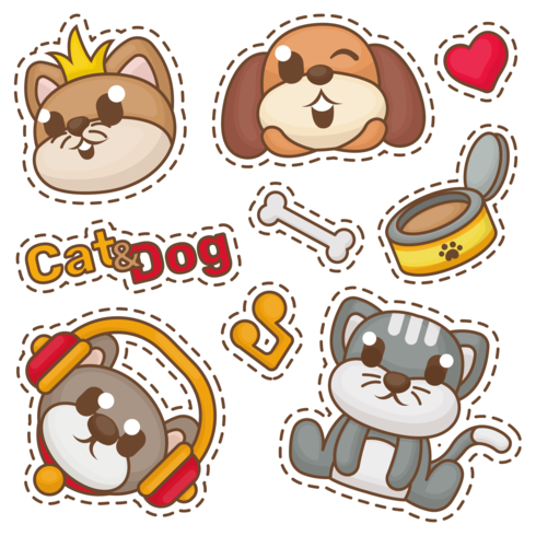 Cat and Dog stickers vector