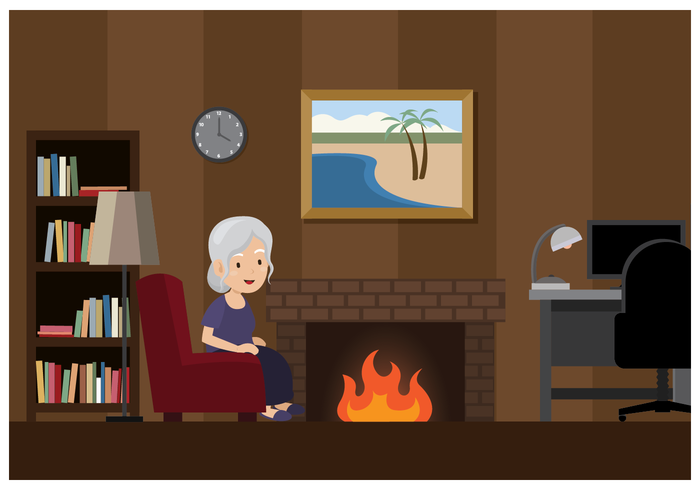 Old Woman In a Cozy Room vector