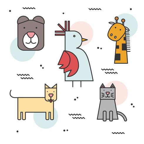 Forma geométrica simple animales vector