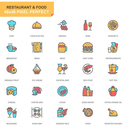 Conjunto de iconos de restaurante y comida vector