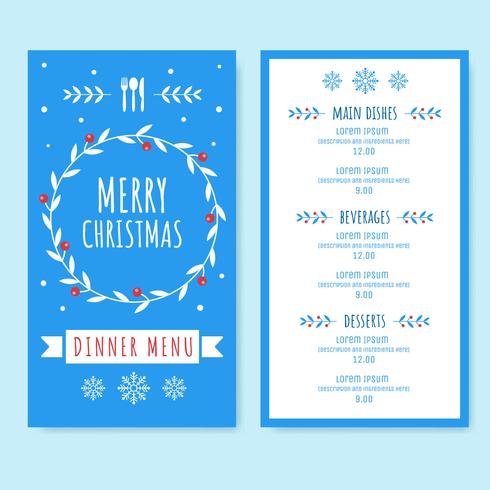 Cena de navidad menu vector