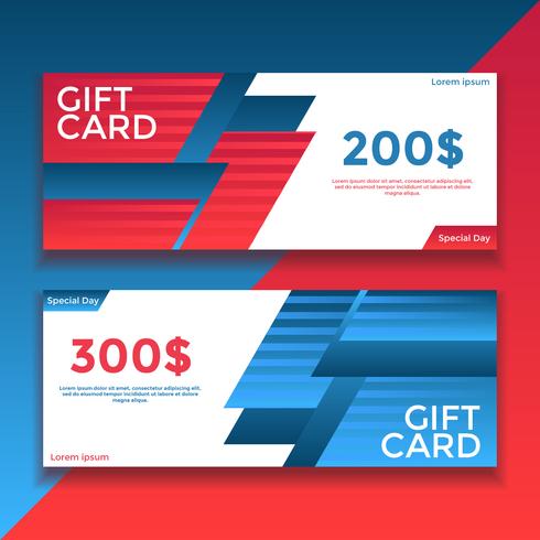 Red Blue Gift Card Voucher Templates Vector