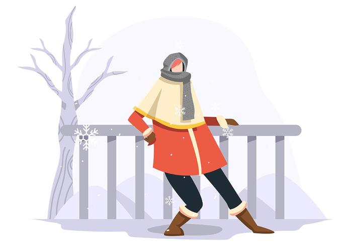 Model Portrait in Winter Outdoors vector