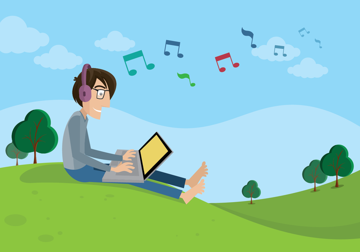 Man Listening Music vector