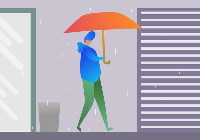 Awesome Boy Holding Umbrella Vectors