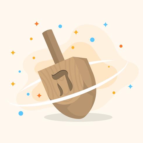 Flat Wood Dreidl Vector Illustration