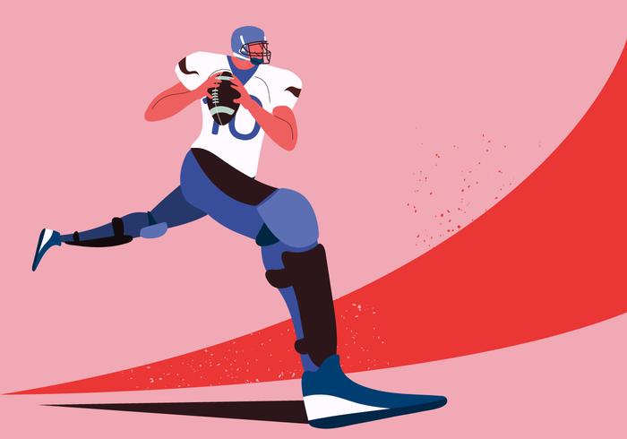 American Football Player Sprint vector Character Illustration