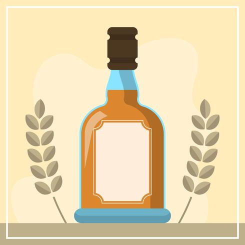 Flat Bourbon Bottle Vector Illustration