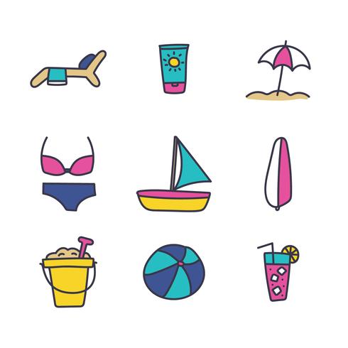 Beach Activities Icons vector