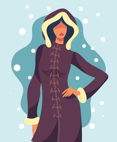 Model Portrait In Winter Outdoors Illustration vector