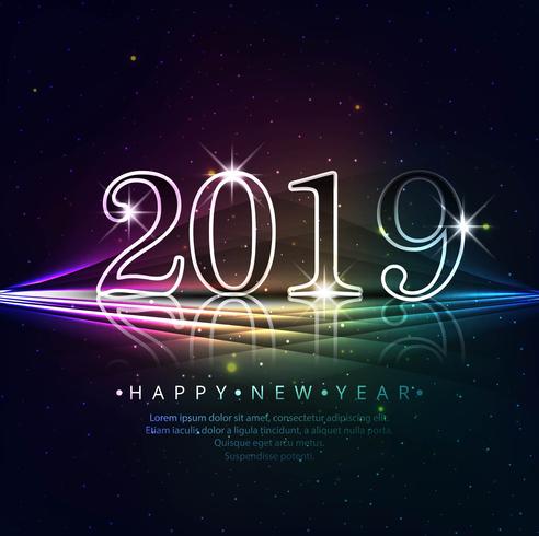 Beautiful Happy New Year 2019 text festival background vector