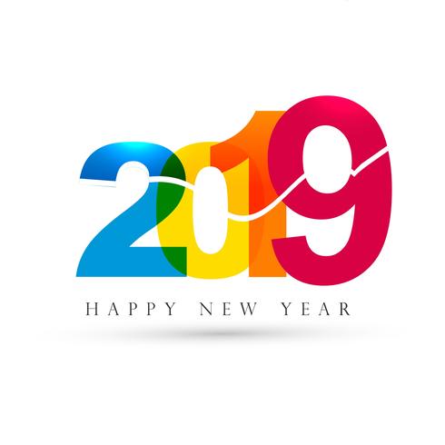 Beautiful Happy New Year 2019 text festival background vector