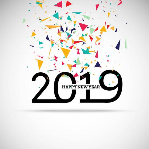 2019 Happy New Year text colorful shiny background vector