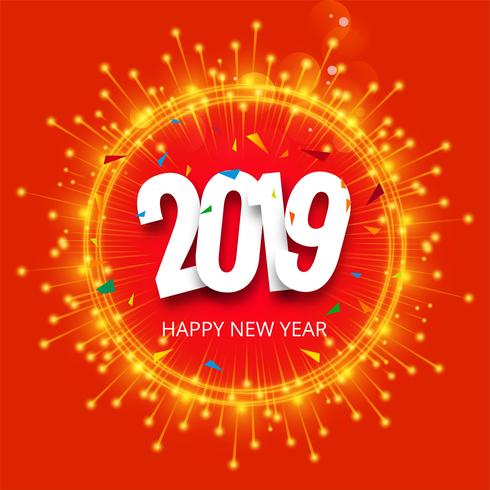 Beautiful Happy New Year 2019 text festival background vector