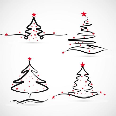 Elegant Merry christmas tree set design vector