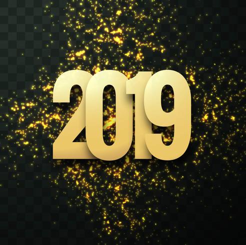 2019 Happy New Year text colorful shiny background vector