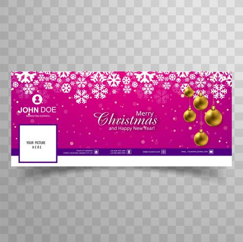 Beautiful merry christmas snowflake with facebook banner templat vector