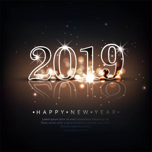 Beautiful Happy New Year 2019 text background vector