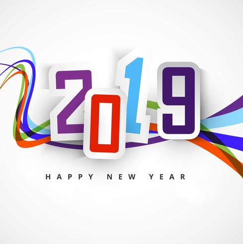 Beautiful Happy New Year 2019 text background vector