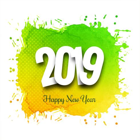 2019 Happy New Year text colorful shiny background vector