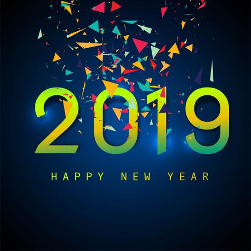 Fondo de texto hermoso feliz año nuevo 2019 vector