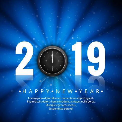 2019 Happy New Year text colorful shiny background vector