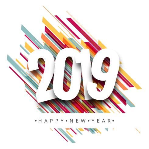 2019 feliz año nuevo texto vector de fondo