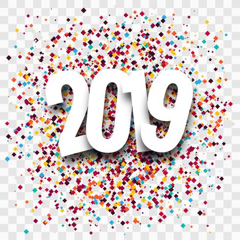 2019 Happy New Year text colorful shiny background vector