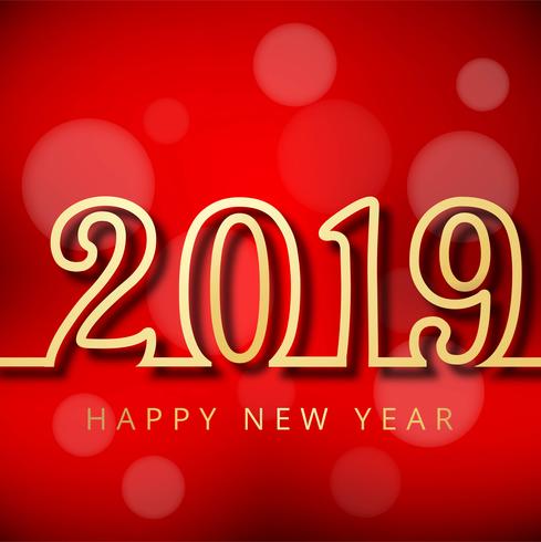 2019 Happy New Year text colorful shiny background  vector