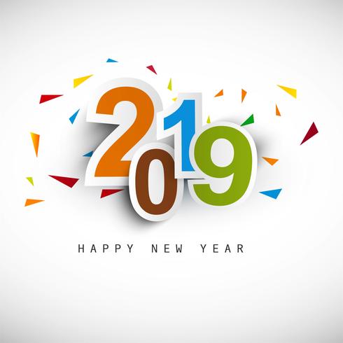 Elegant 2019 happy new year colorful card design vector