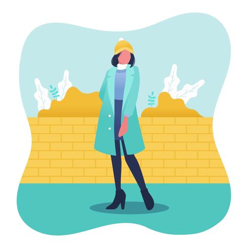 Model Portrait In Winter Outdoors Vector