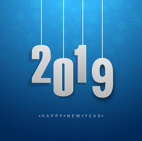 Beautiful Happy New Year 2019 text festival background vector