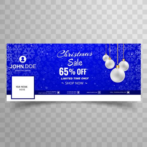 Merry christmas snowflake with facebook sale banner template des vector