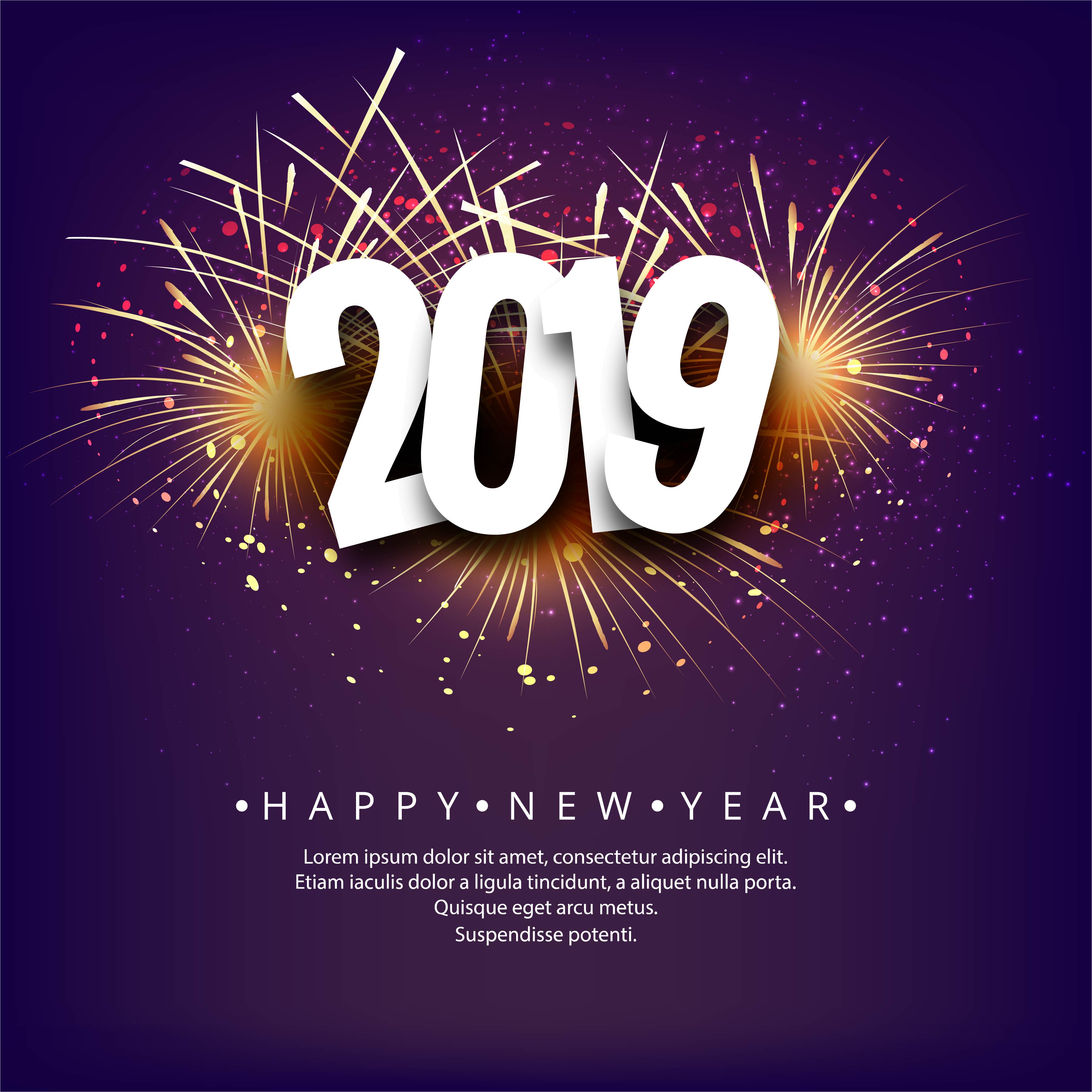 Happy New Year 2019 card celebration colorful background ...